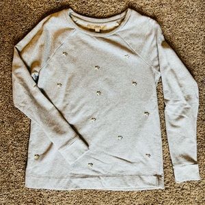 LOFT XS gray jeweled sweatshirt
